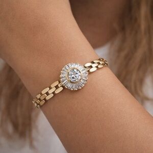 Elegant 14k Gold Plated Bracelet with CZ Accent